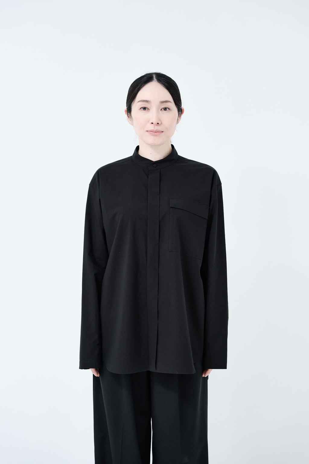 Omi-sarashi cotton shirt_Black
