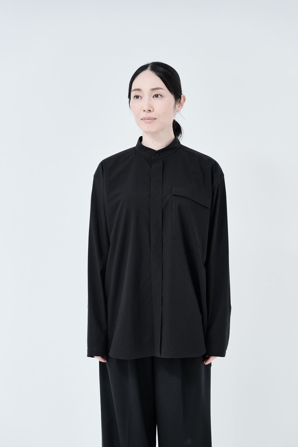 Omi-sarashi cotton shirt_Black