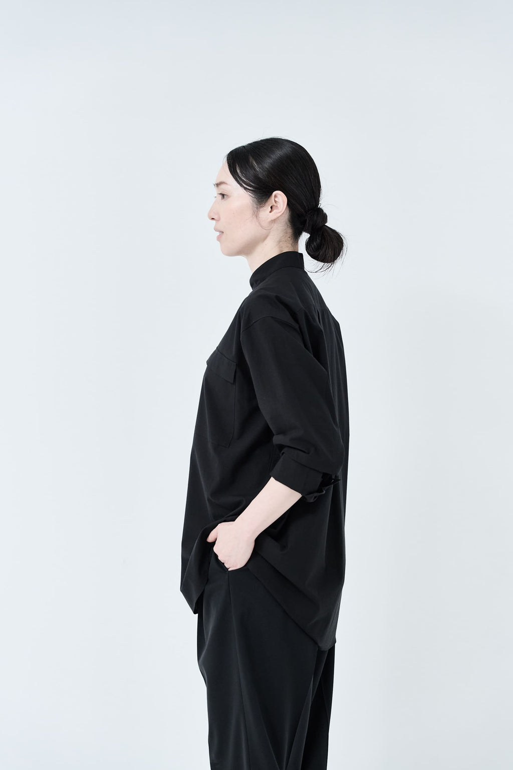 Omi-sarashi cotton shirt_Black