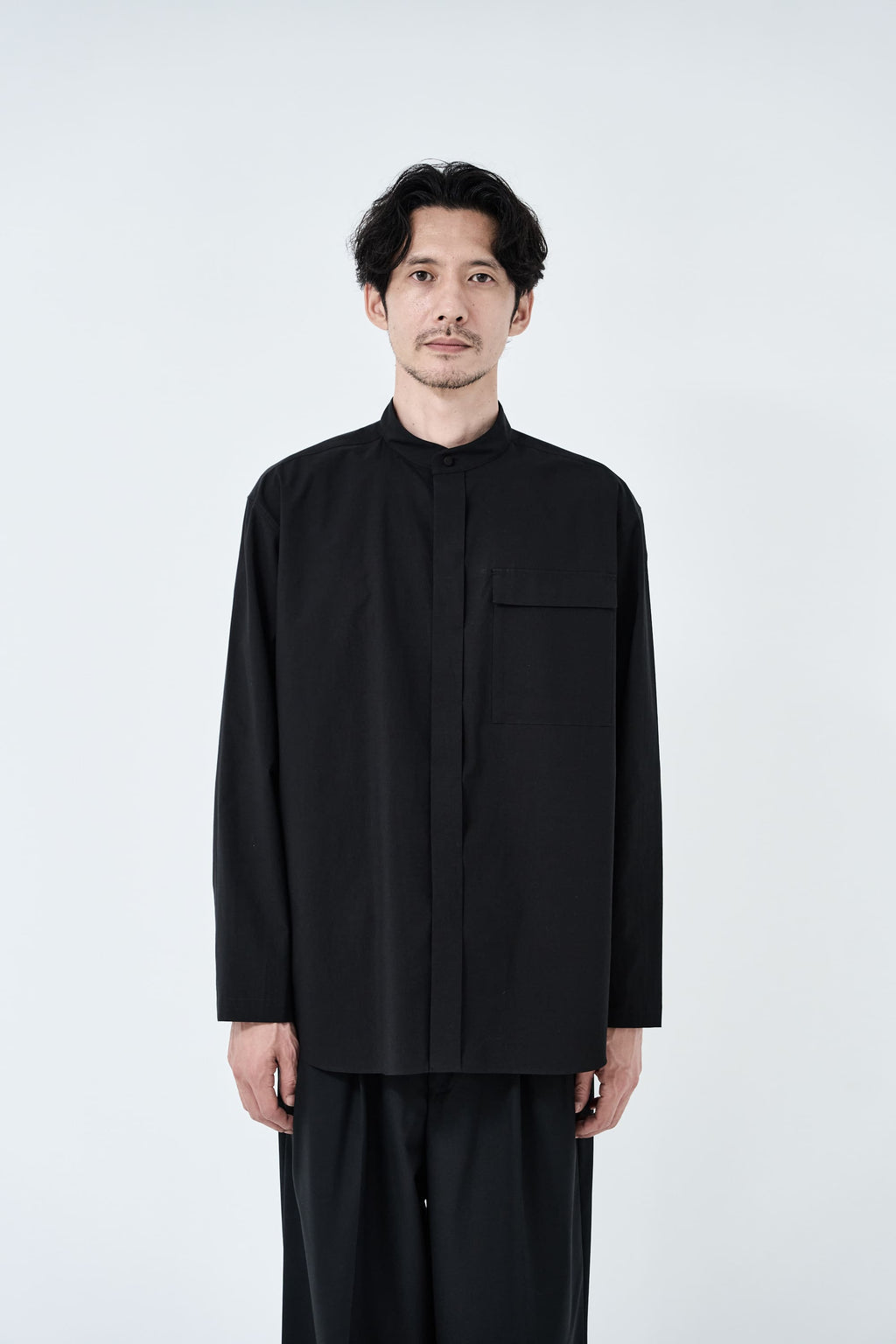 Omi-sarashi cotton shirt_Black