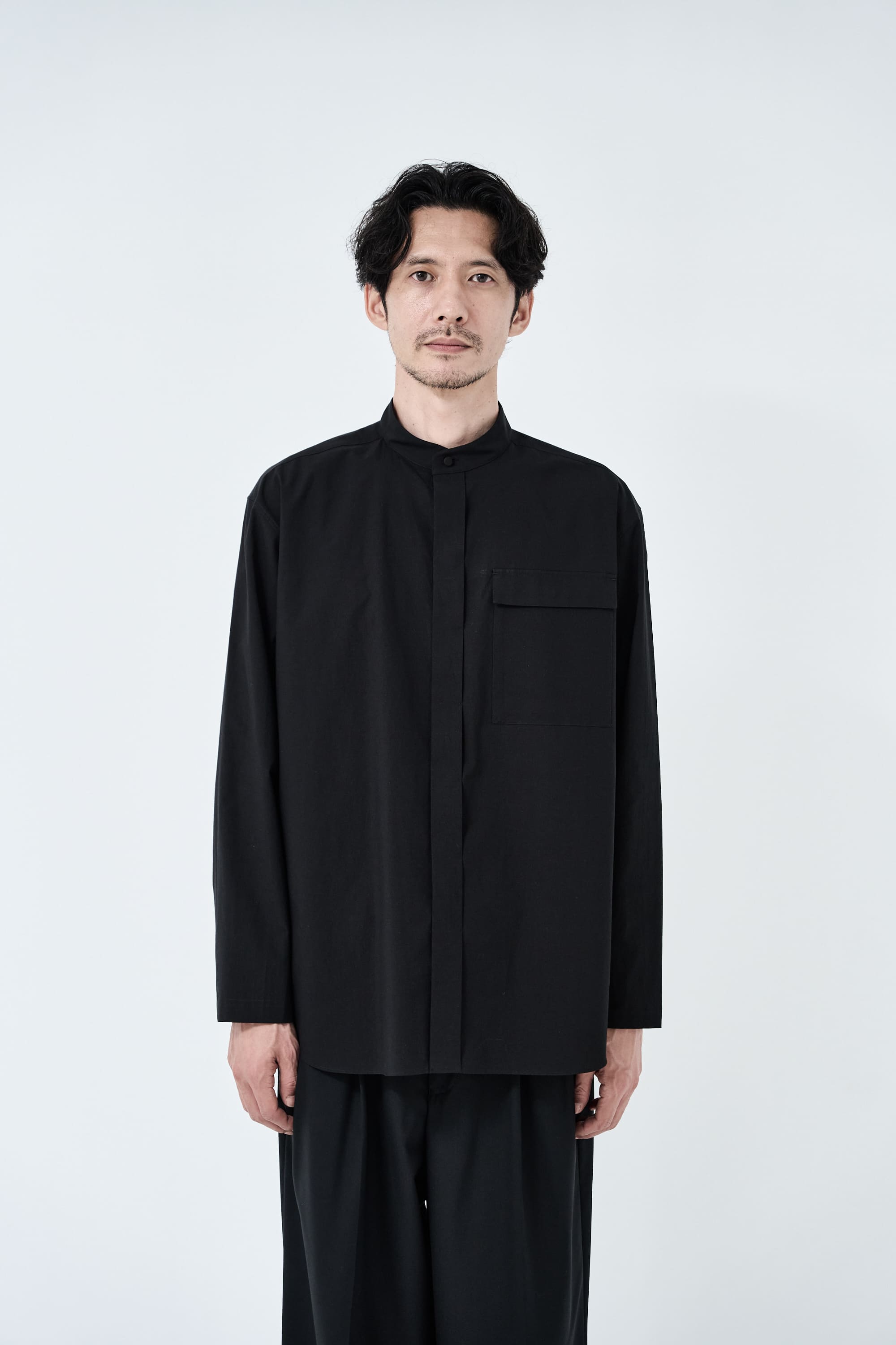 Omi-sarashi cotton shirt_Black