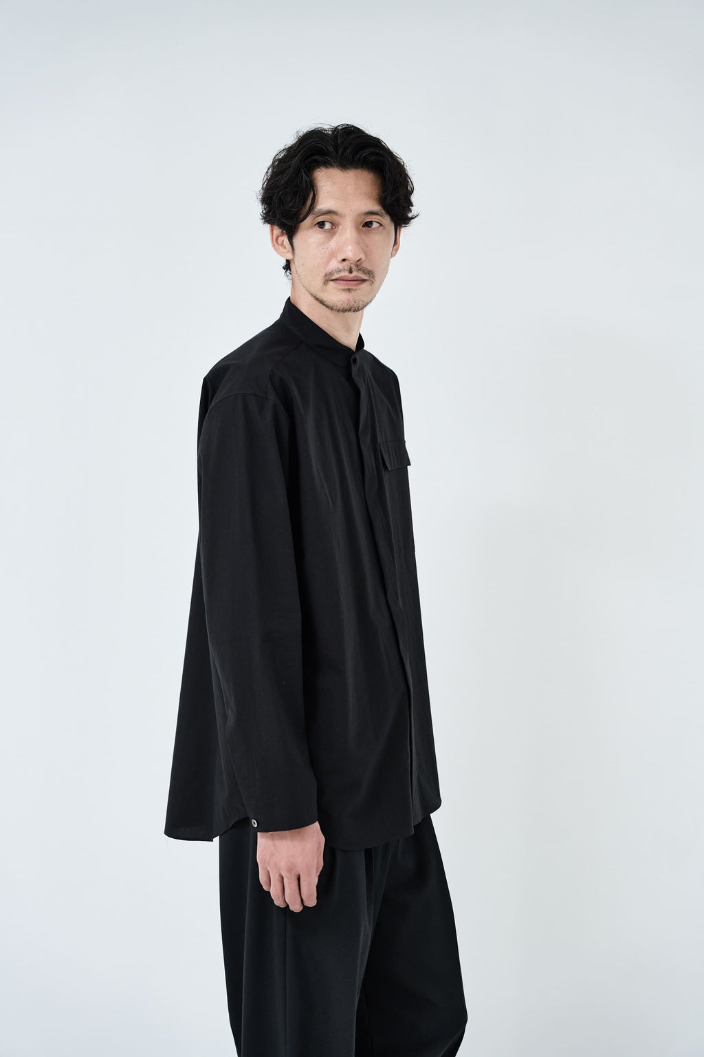 Omi-sarashi cotton shirt_Black