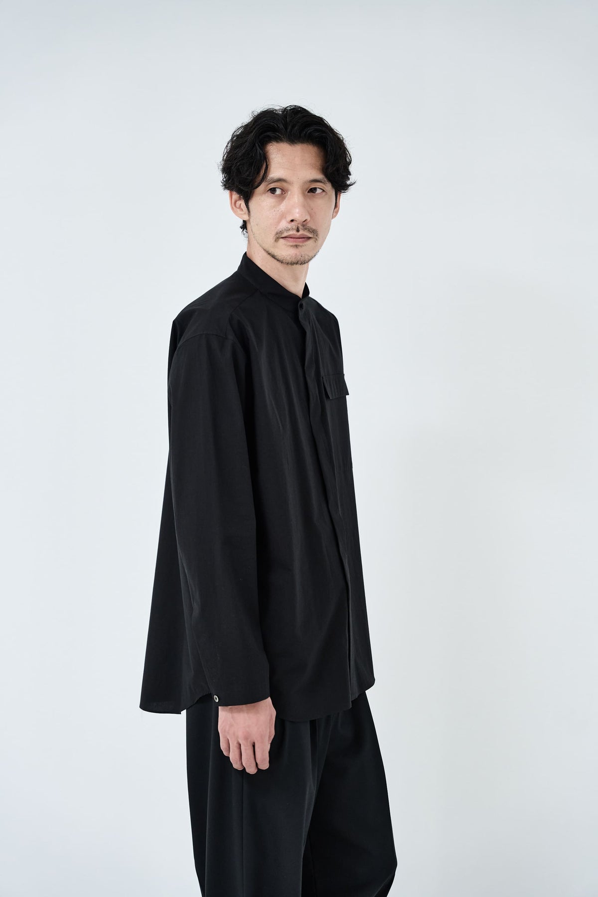 Omi-sarashi cotton shirt_Black