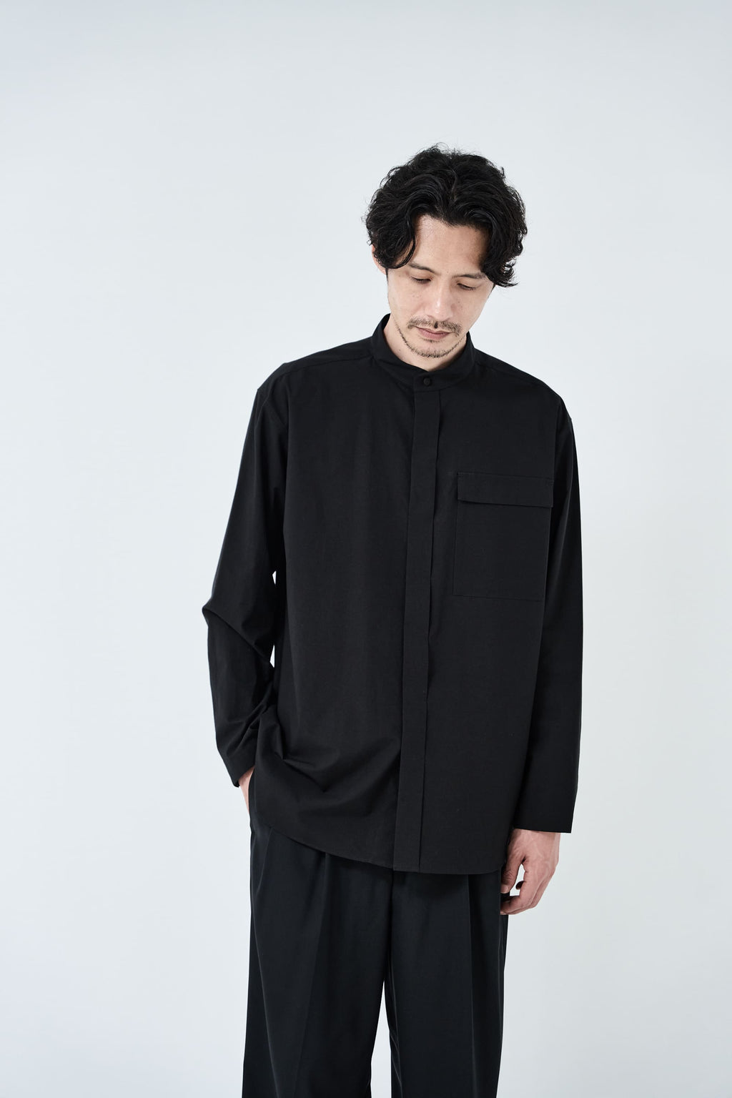Omi-sarashi cotton shirt_Black