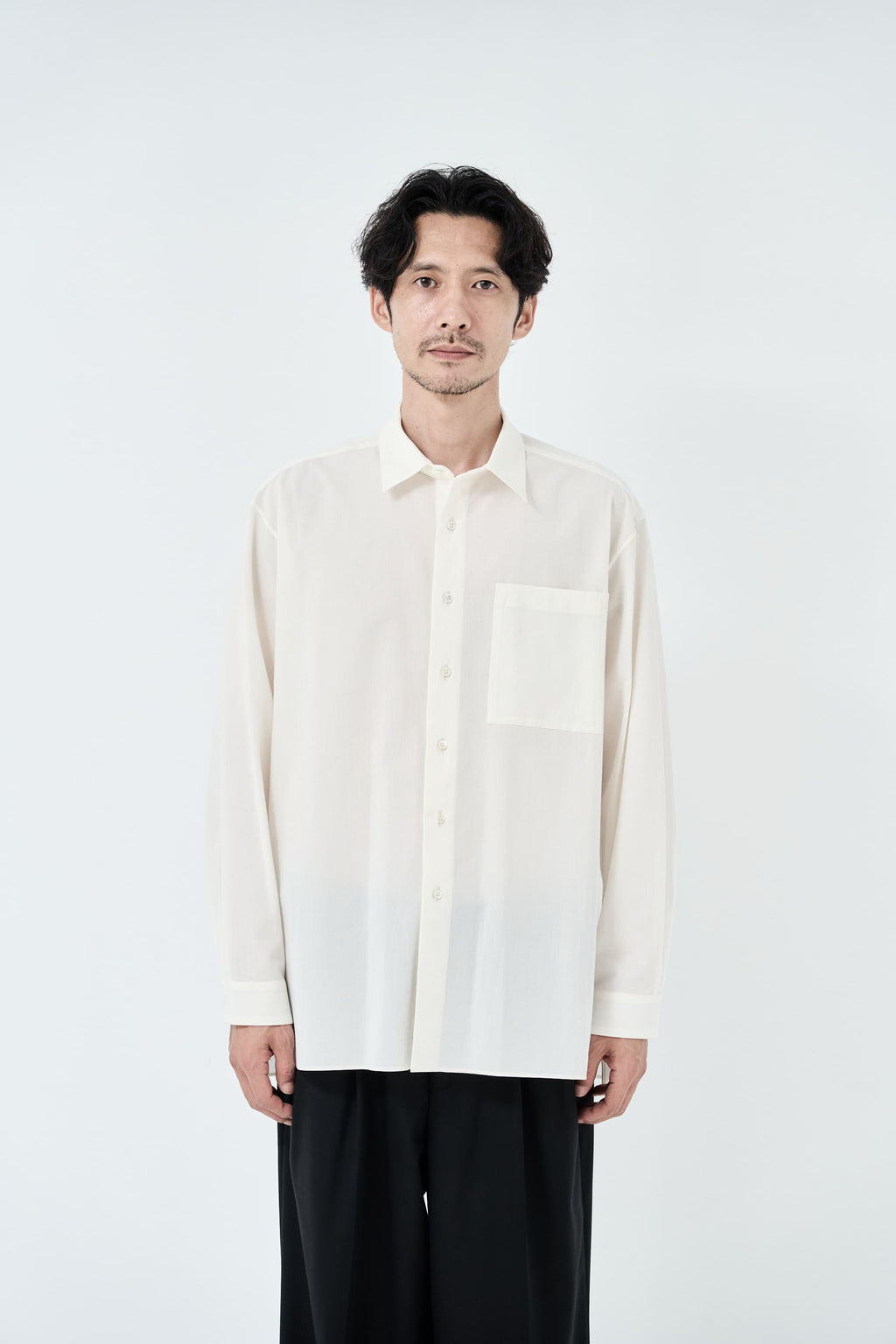 Cotton High-twist voile shirt_White