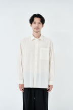 Cotton High-twist voile shirt_White
