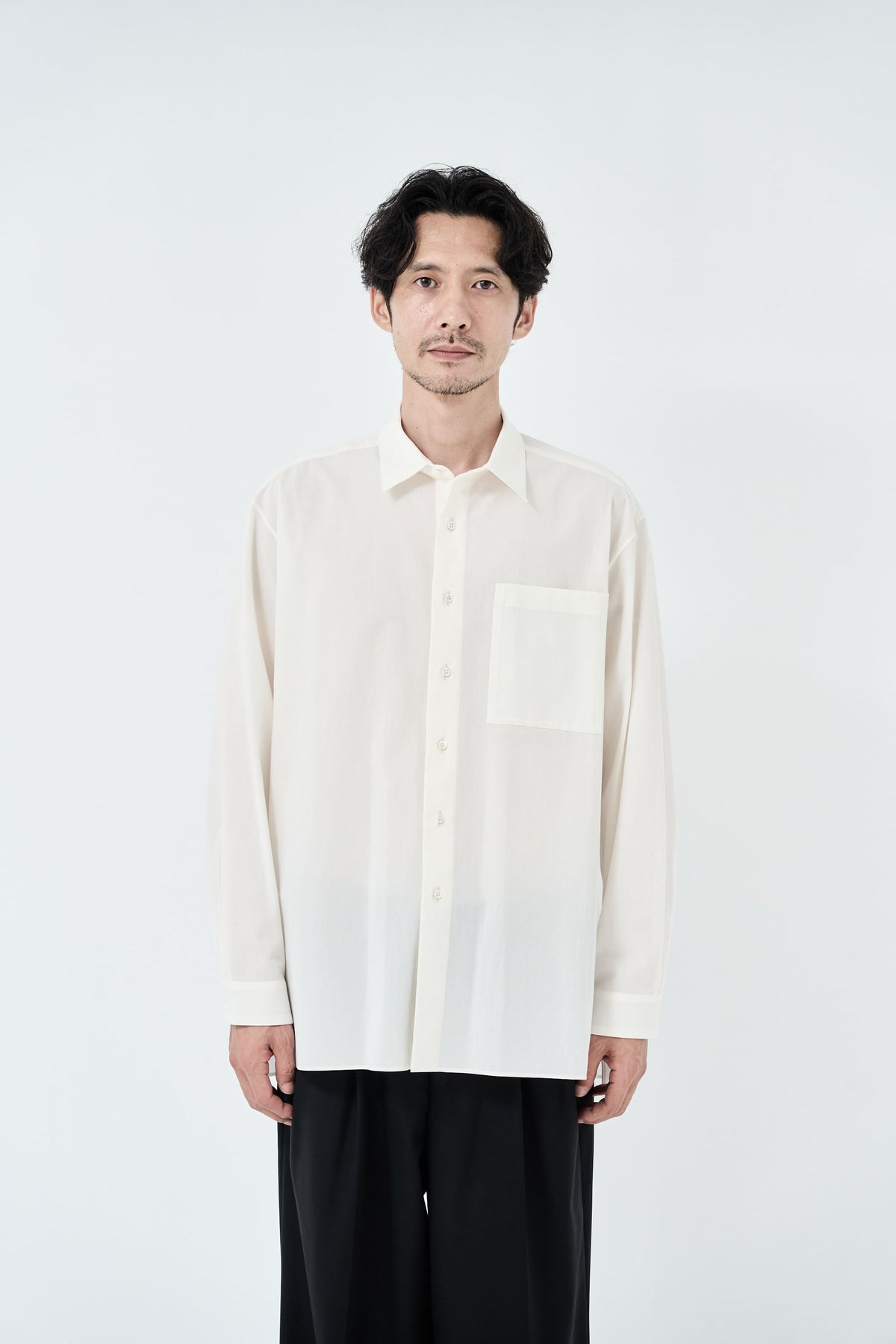 Cotton High-twist voile shirt_White