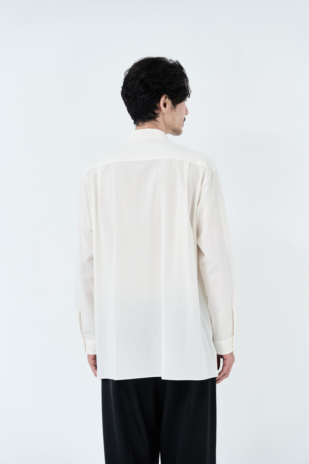 Cotton High-twist voile shirt_White