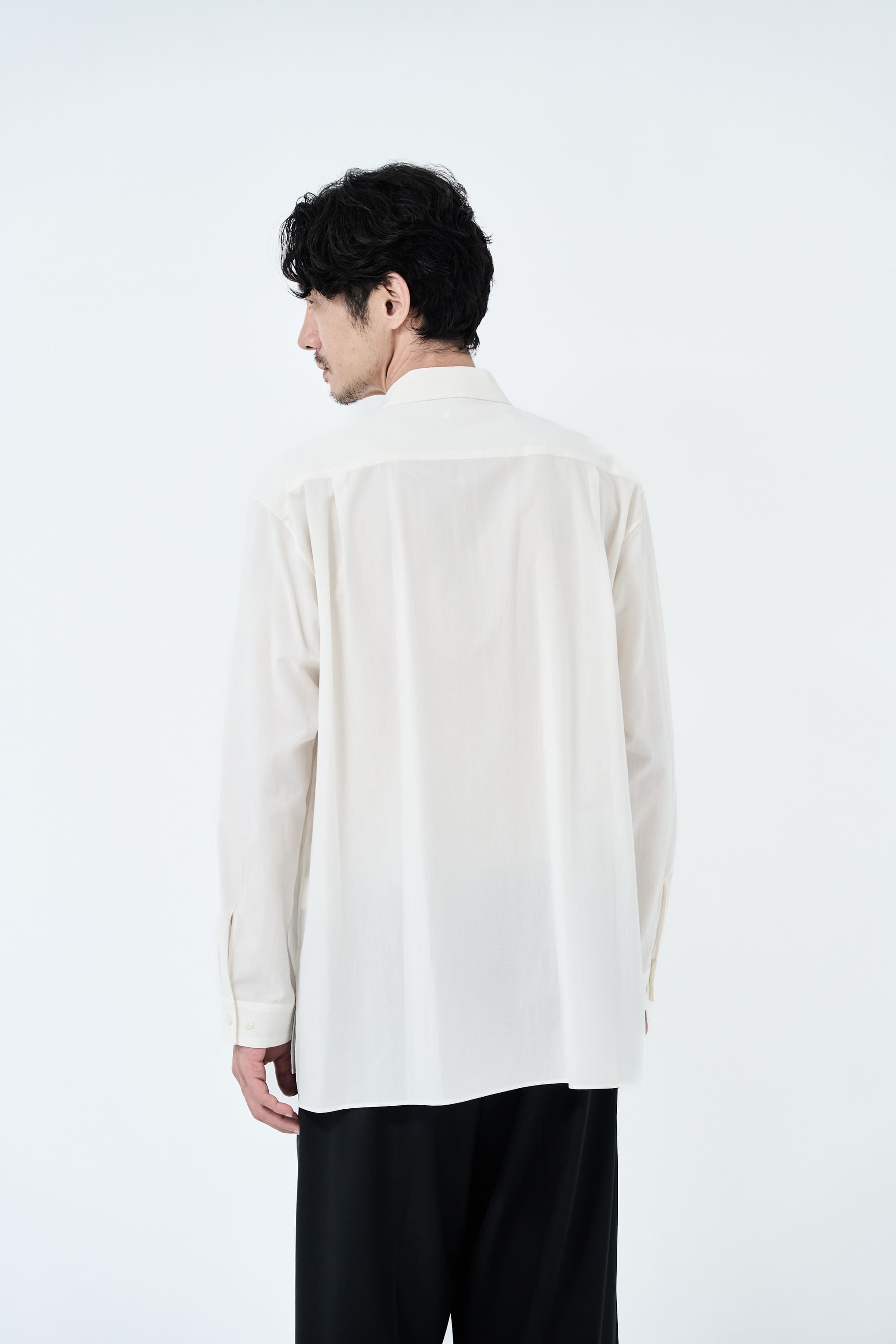 Cotton High-twist voile shirt_White