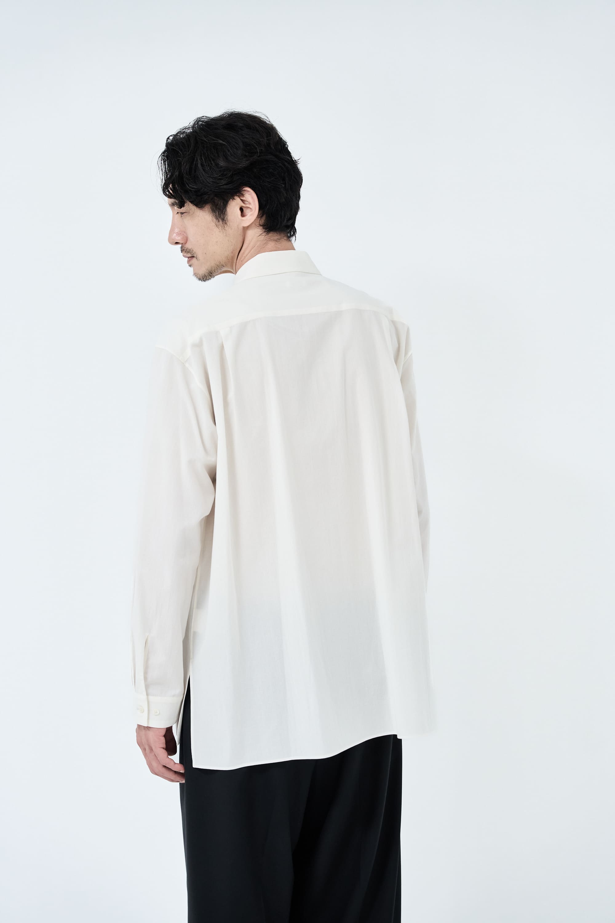 Cotton High-twist voile shirt_White