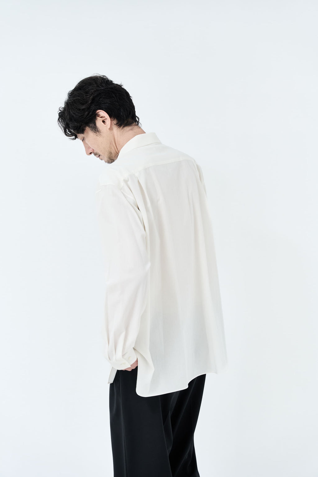 Cotton High-twist voile shirt_White