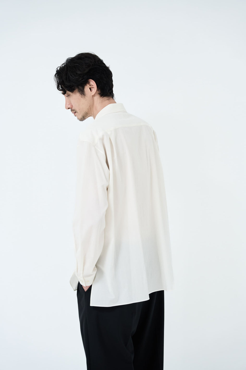 Cotton High-twist voile shirt_White