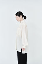 Cotton High-twist voile shirt_White