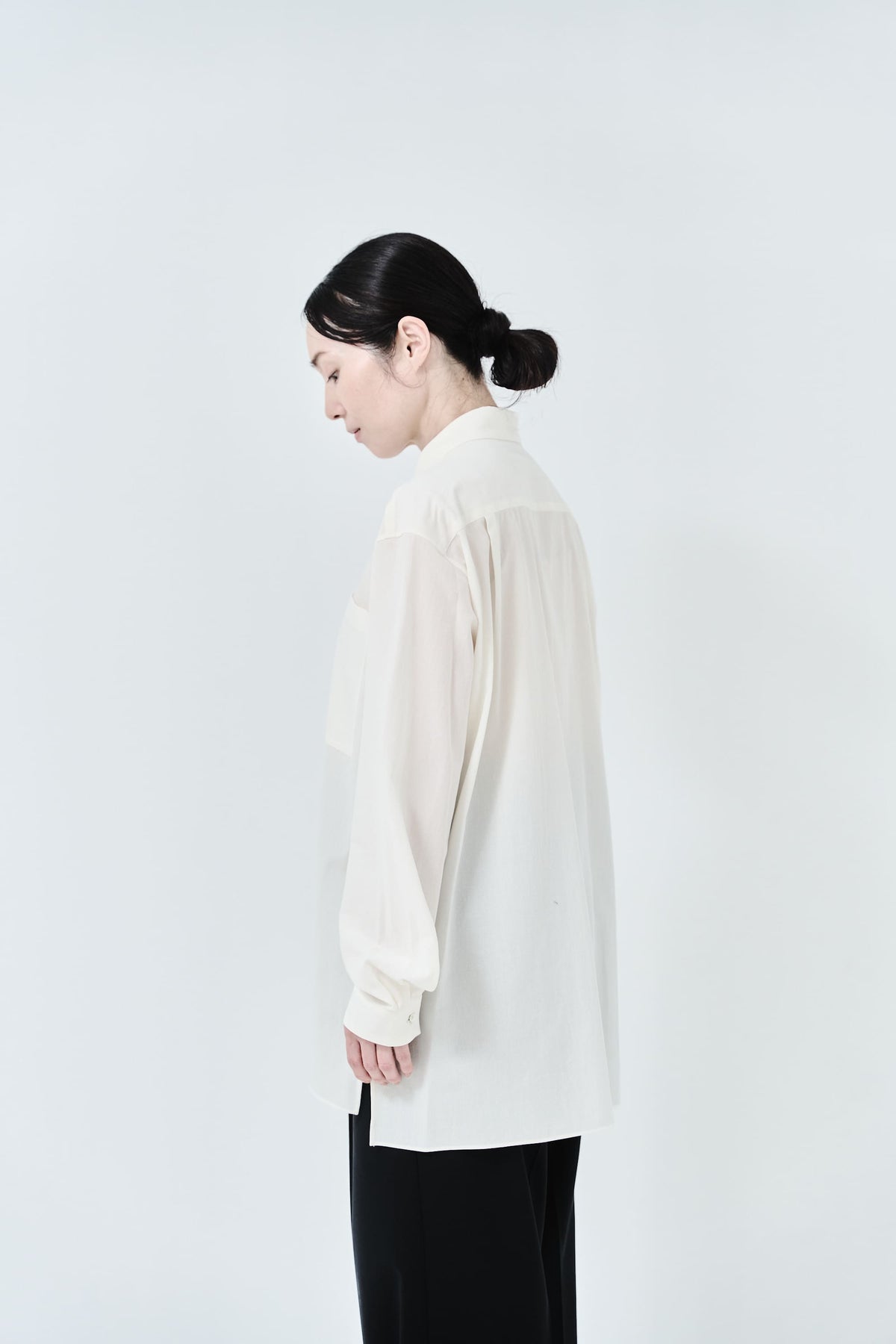 Cotton High-twist voile shirt_White