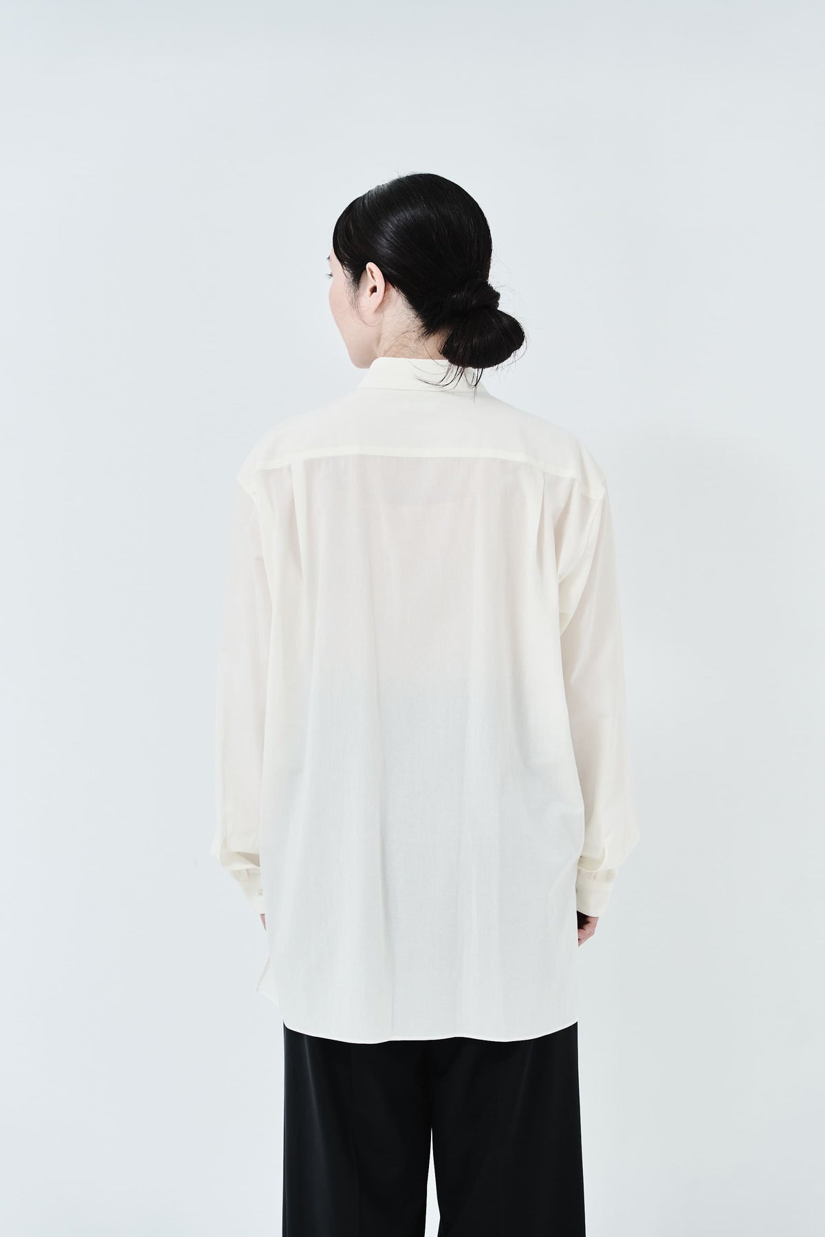 Cotton High-twist voile shirt_White