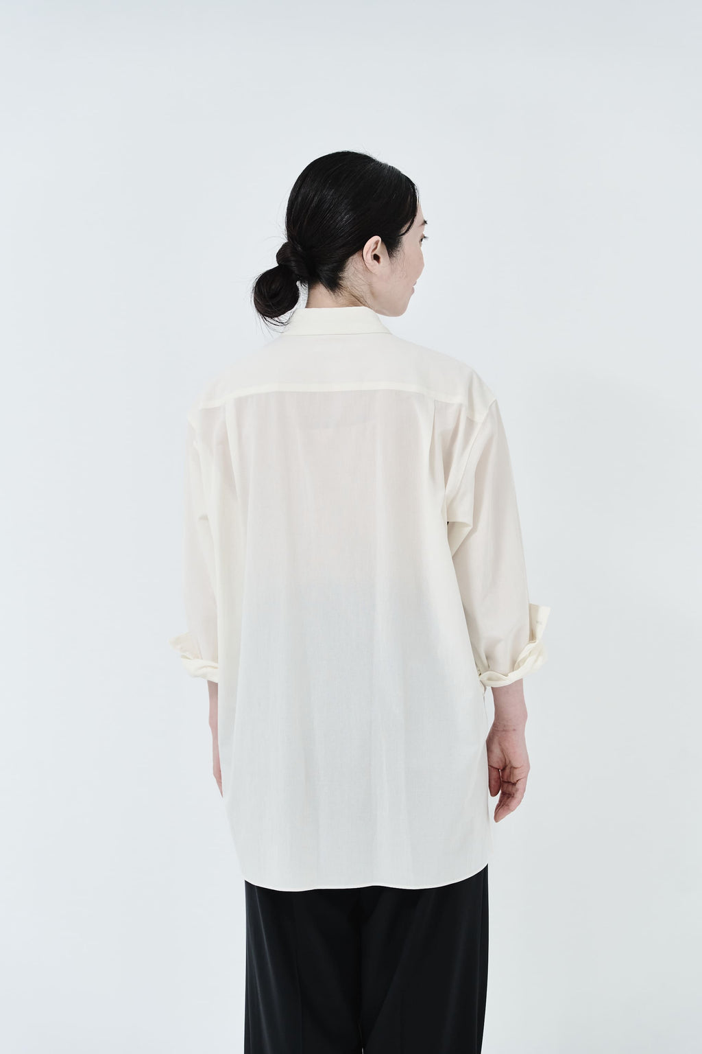 Cotton High-twist voile shirt_White