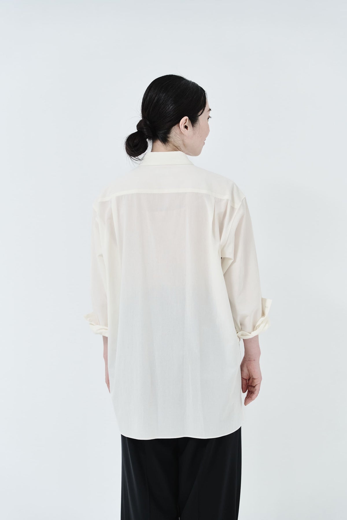 Cotton High-twist voile shirt_White