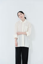 Cotton High-twist voile shirt_White