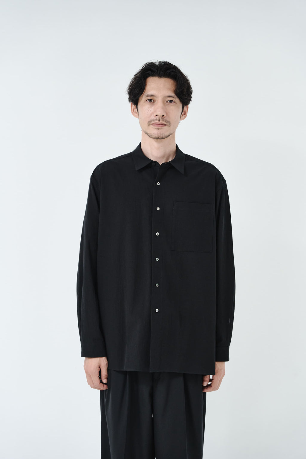 Cotton High-twist voile shirt_Black