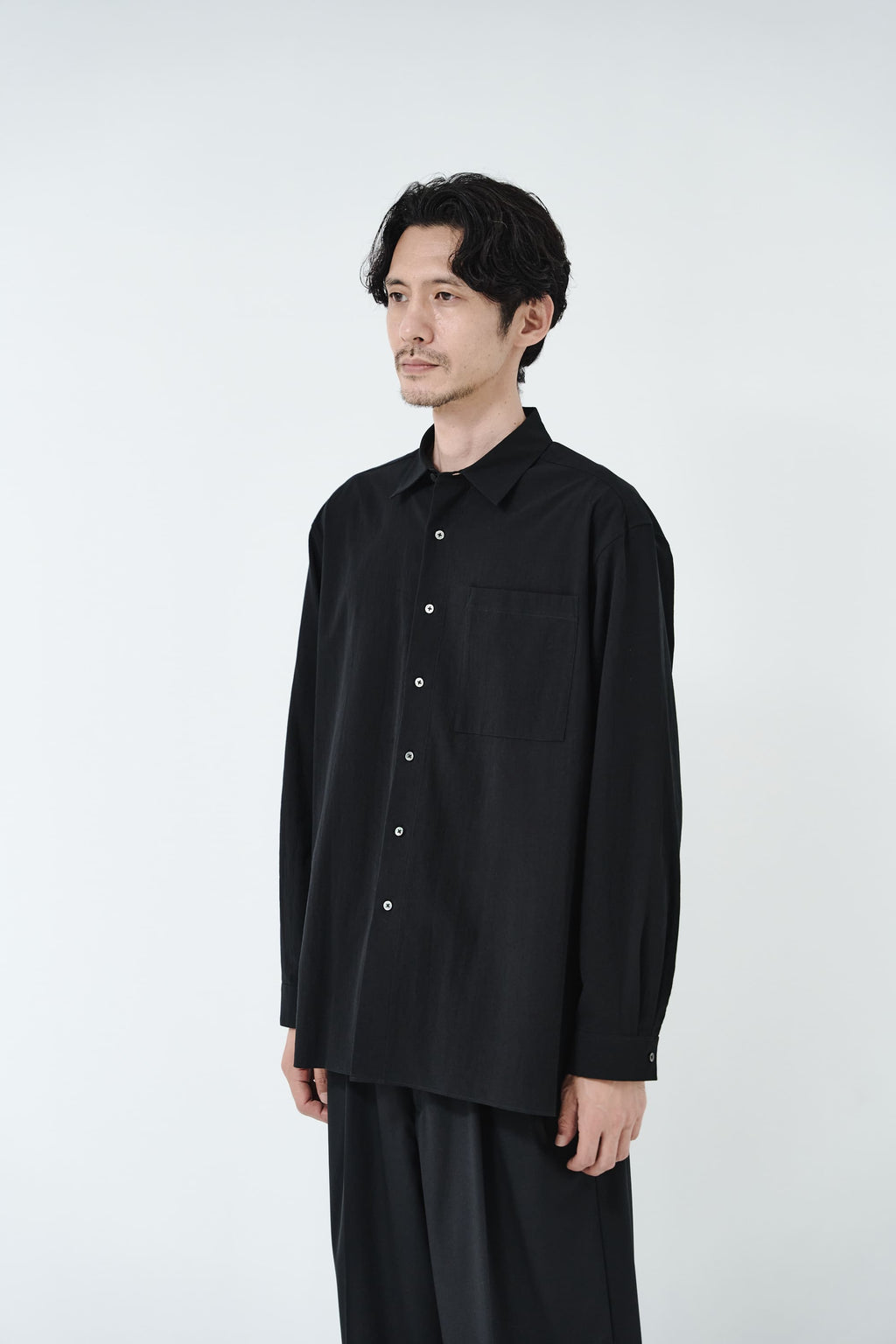 Cotton High-twist voile shirt_Black