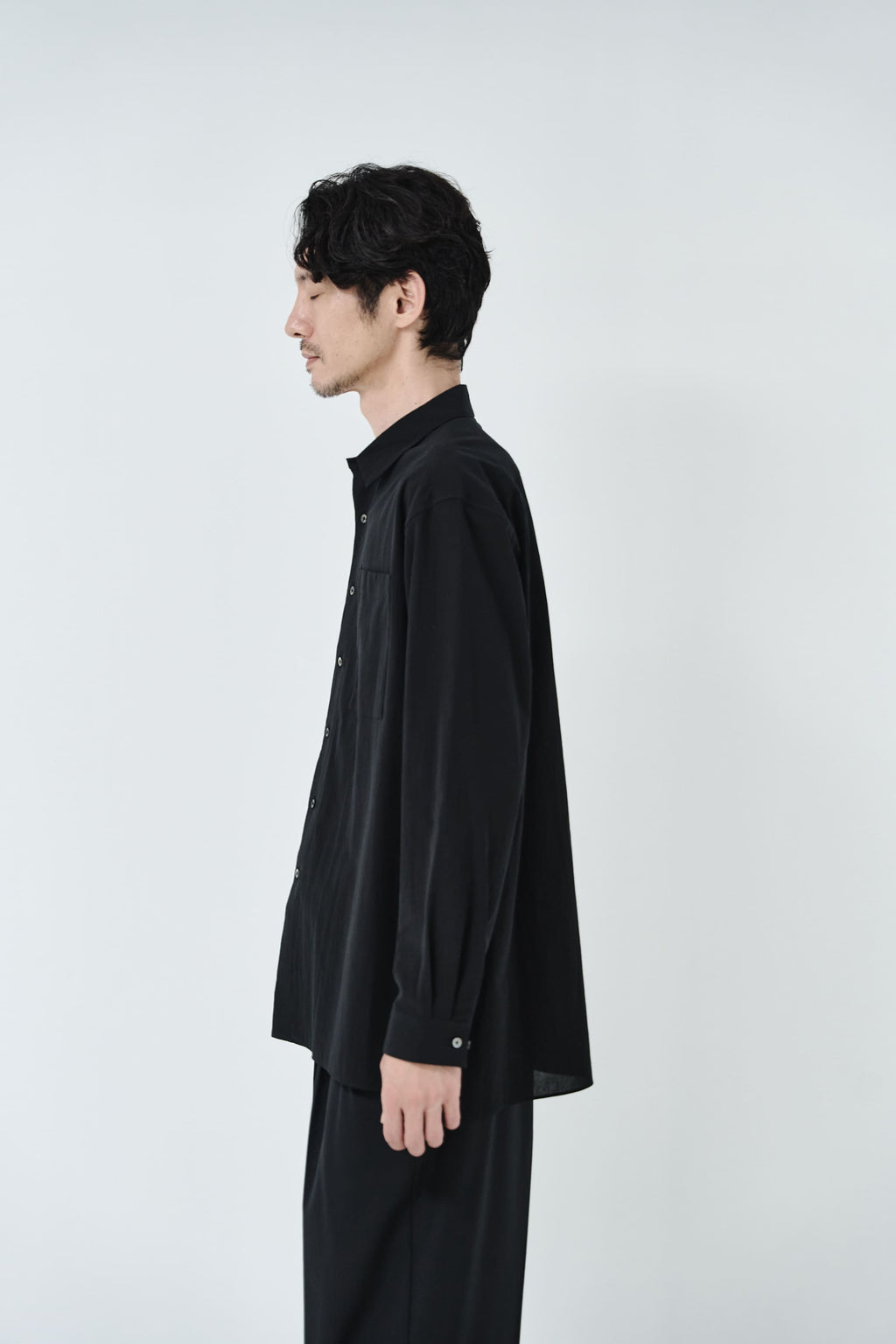 Cotton High-twist voile shirt_Black
