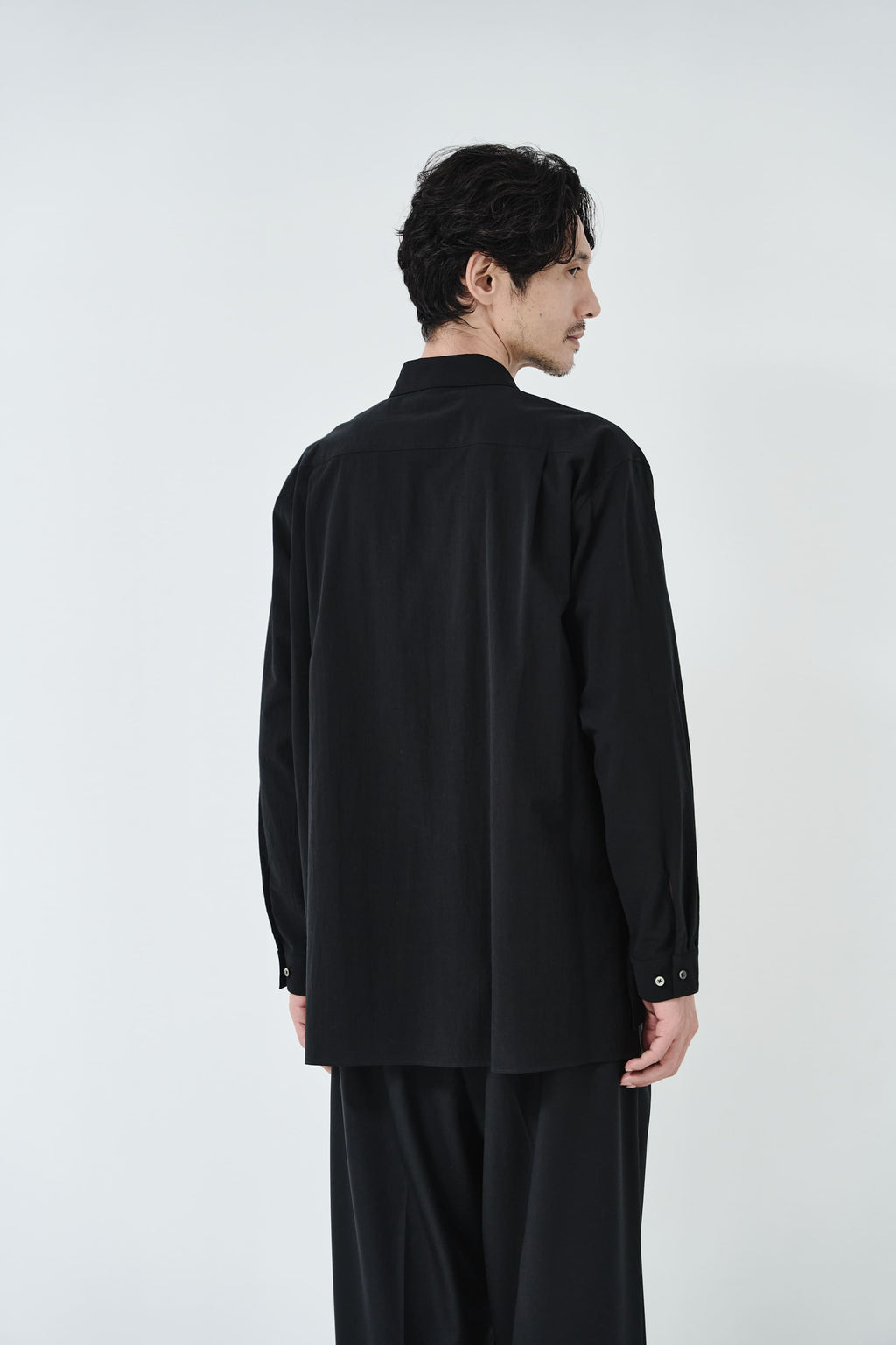 Cotton High-twist voile shirt_Black