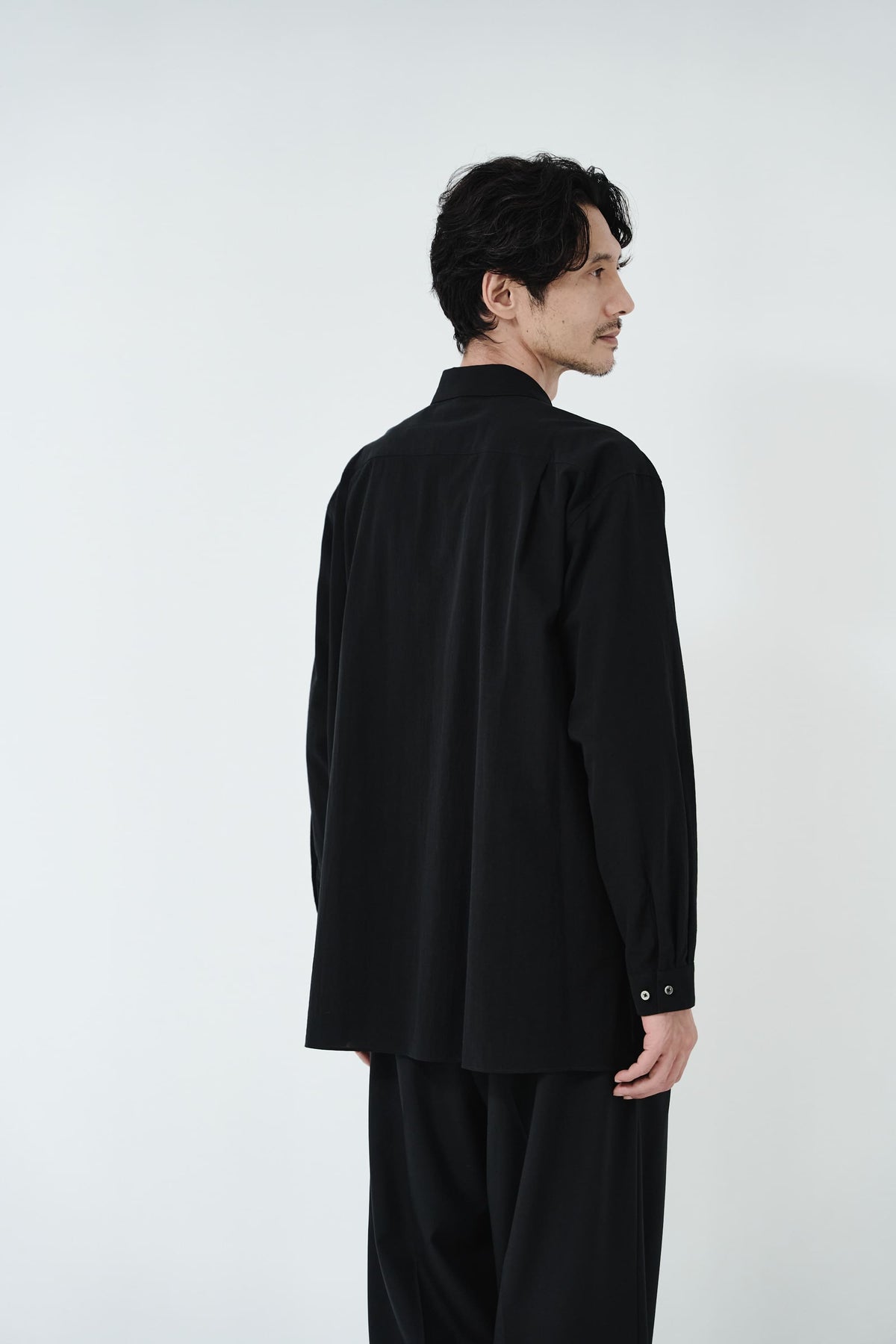 Cotton High-twist voile shirt_Black