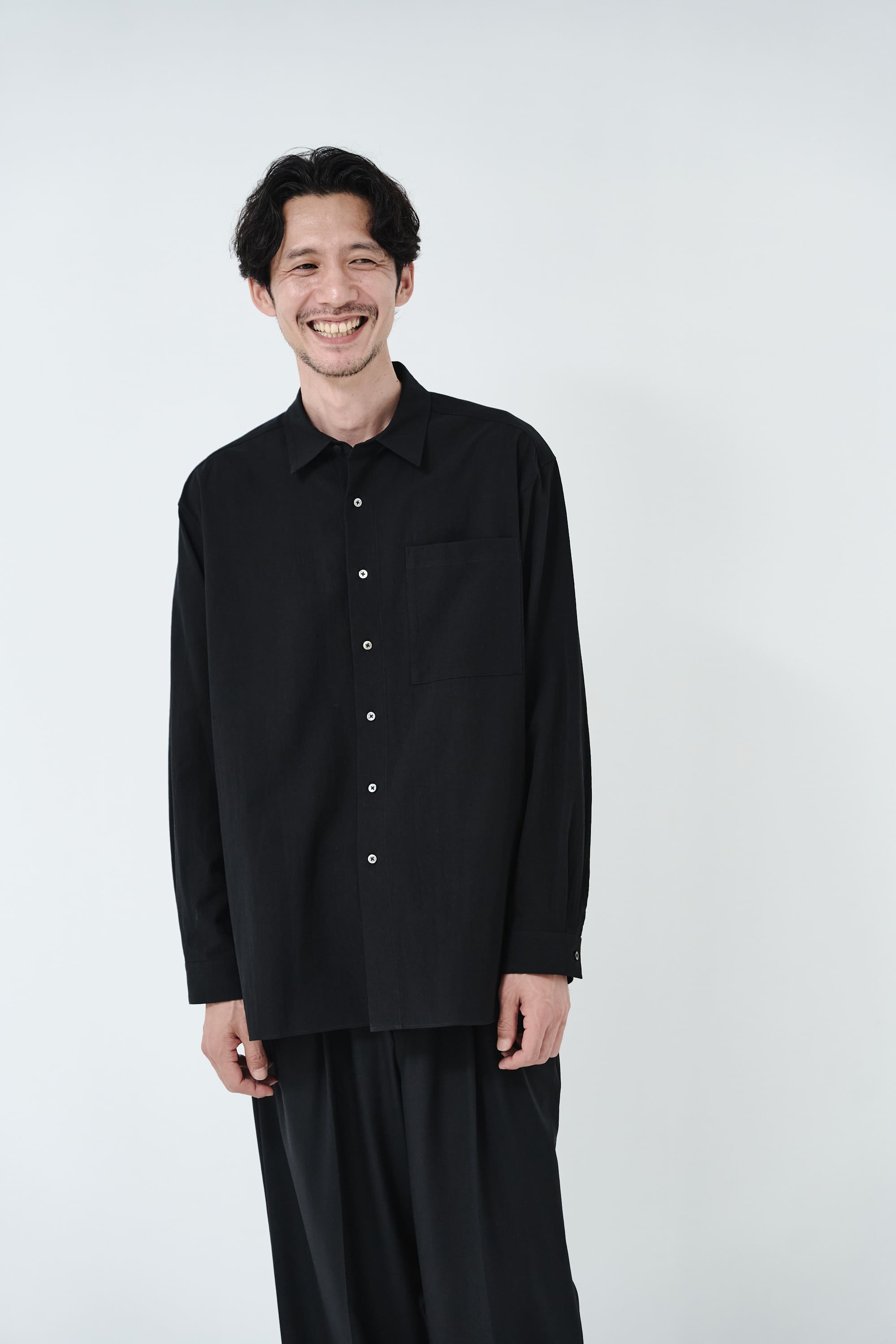 Cotton High-twist voile shirt_Black