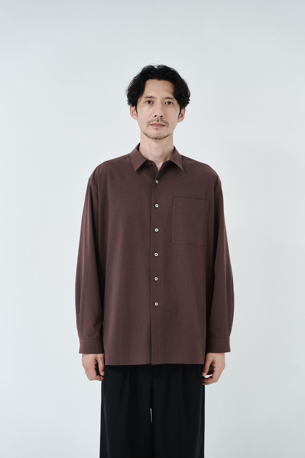Cotton High-twist voile shirt_赤土色