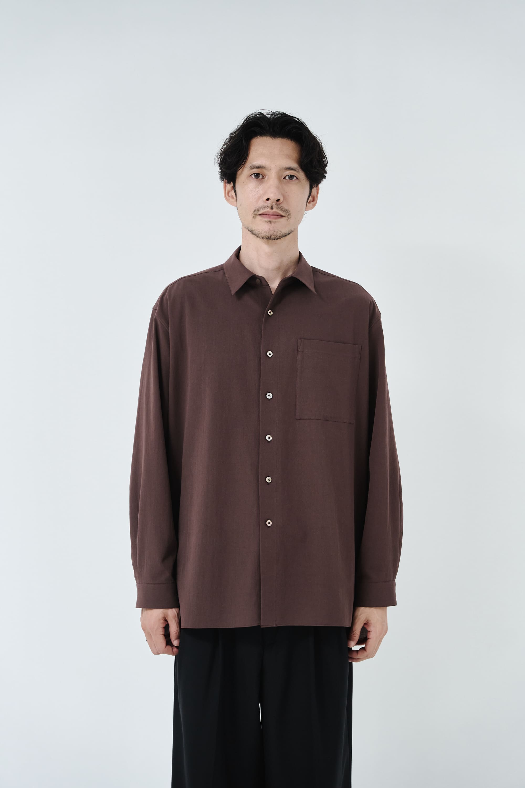 Cotton High-twist voile shirt_赤土色