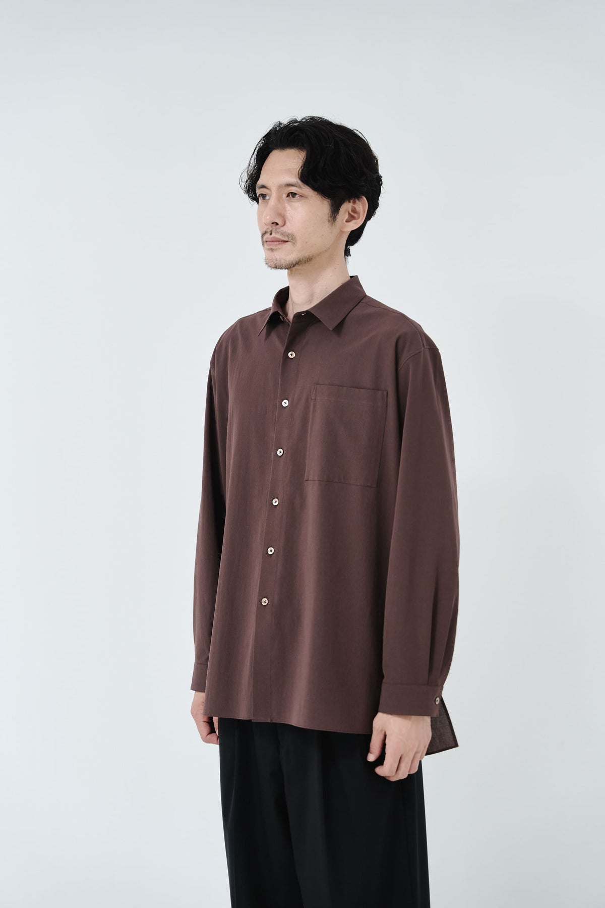 Cotton High-twist voile shirt_赤土色