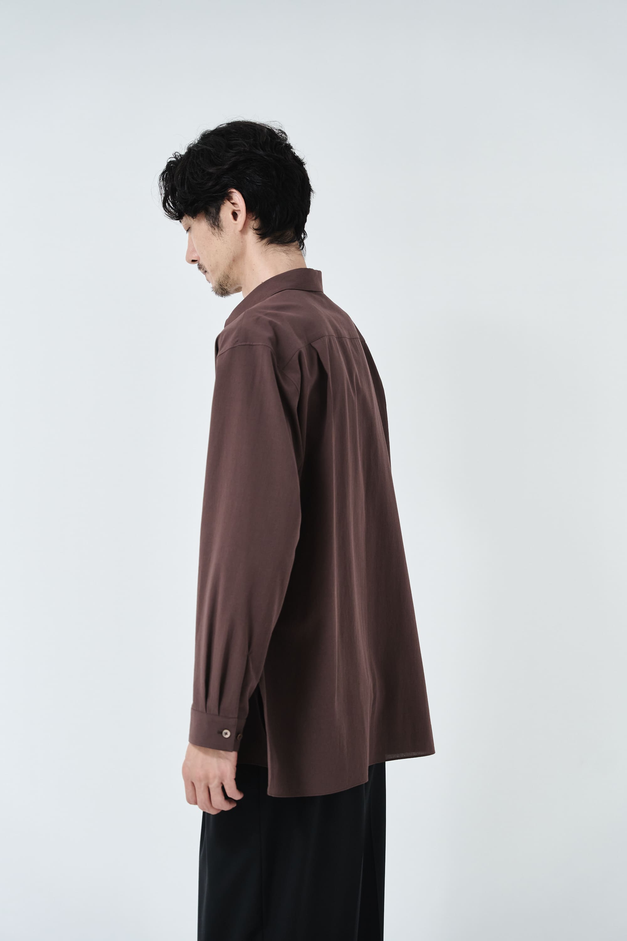 Cotton High-twist voile shirt_赤土色