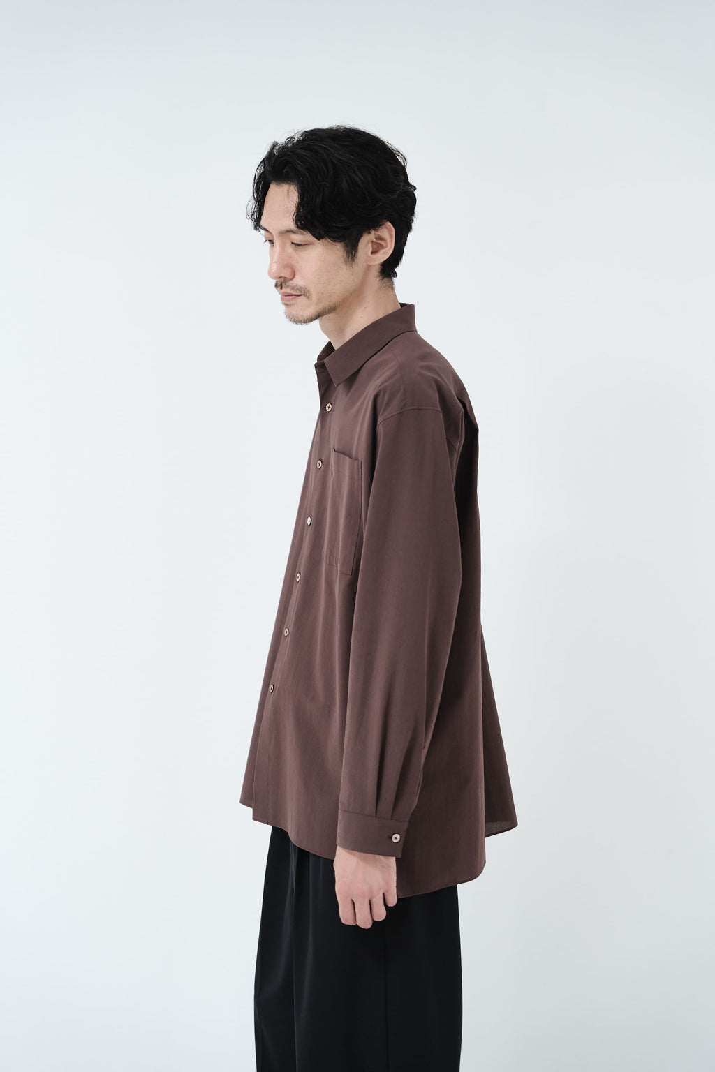 Cotton High-twist voile shirt_赤土色