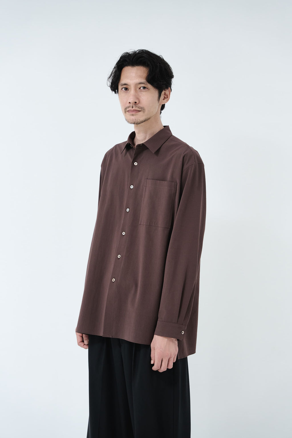 Cotton High-twist voile shirt_赤土色