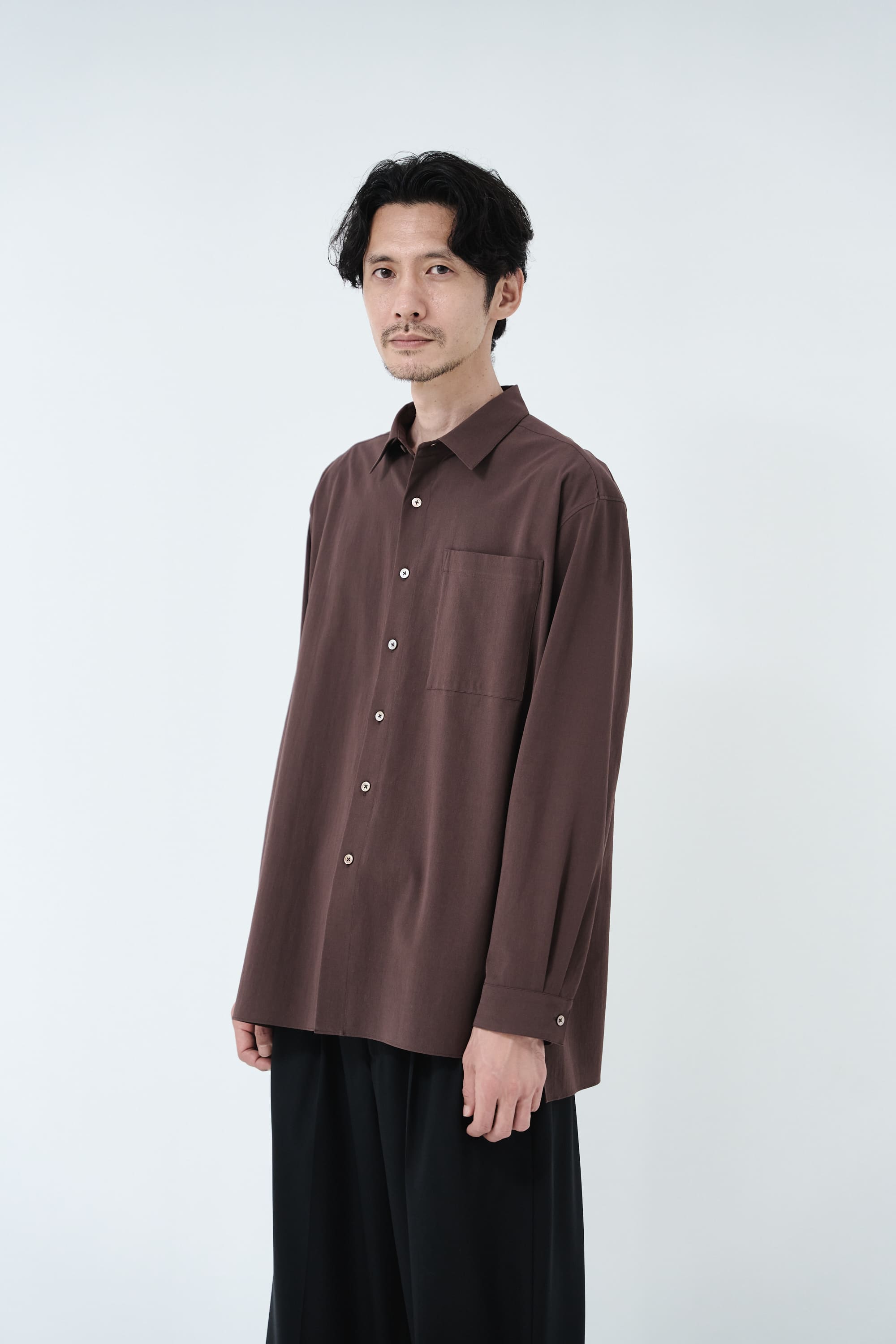 Cotton High-twist voile shirt_赤土色
