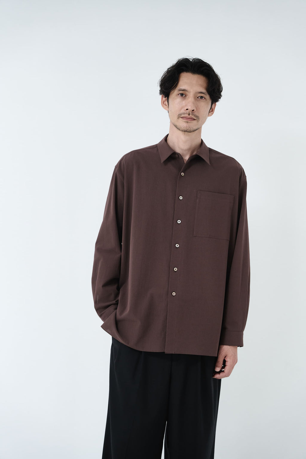 Cotton High-twist voile shirt_赤土色