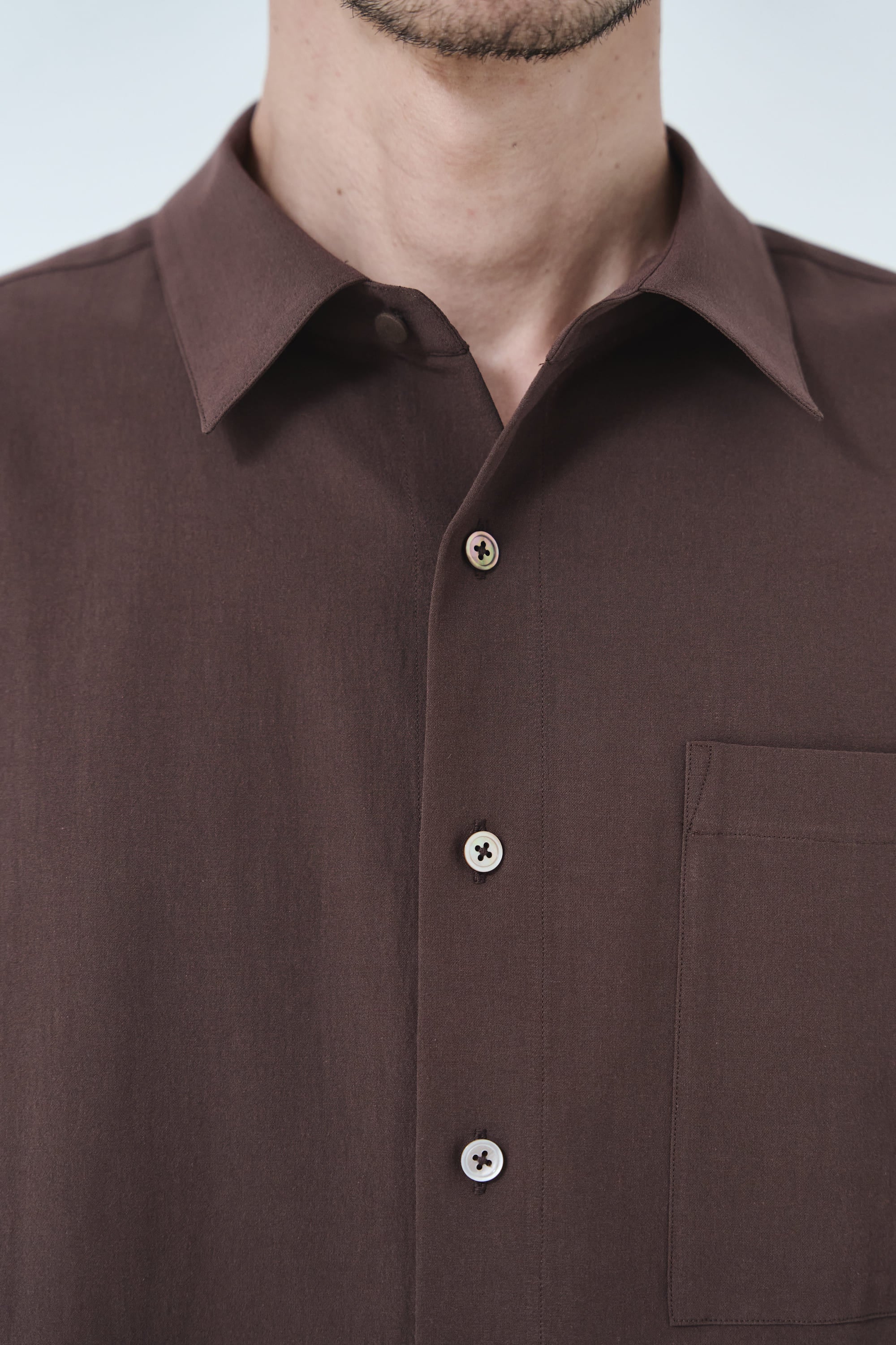 Cotton High-twist voile shirt_赤土色