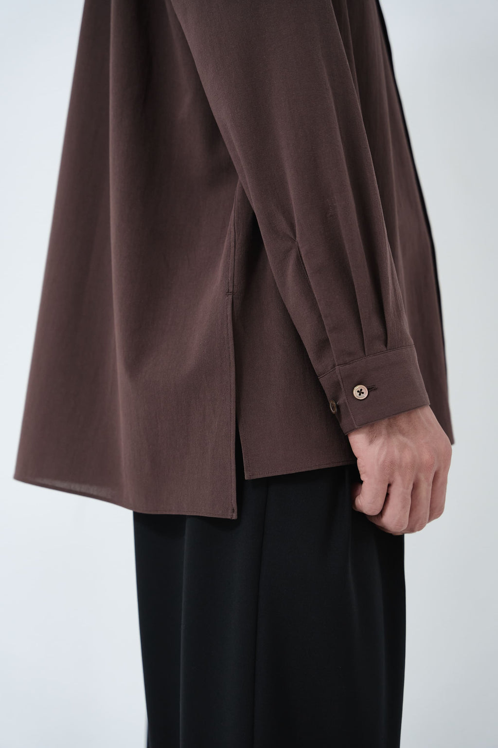 Cotton High-twist voile shirt_赤土色