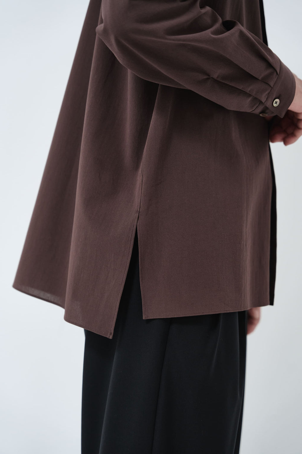 Cotton High-twist voile shirt_赤土色