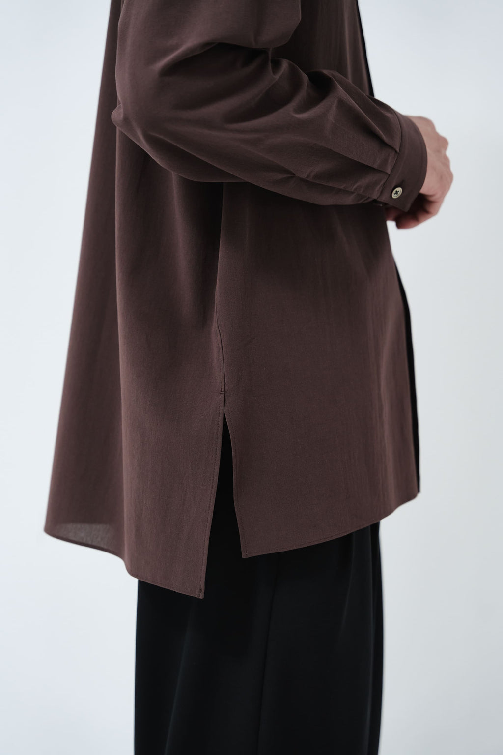 Cotton High-twist voile shirt_赤土色