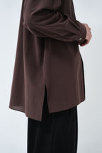 Cotton High-twist voile shirt_赤土色
