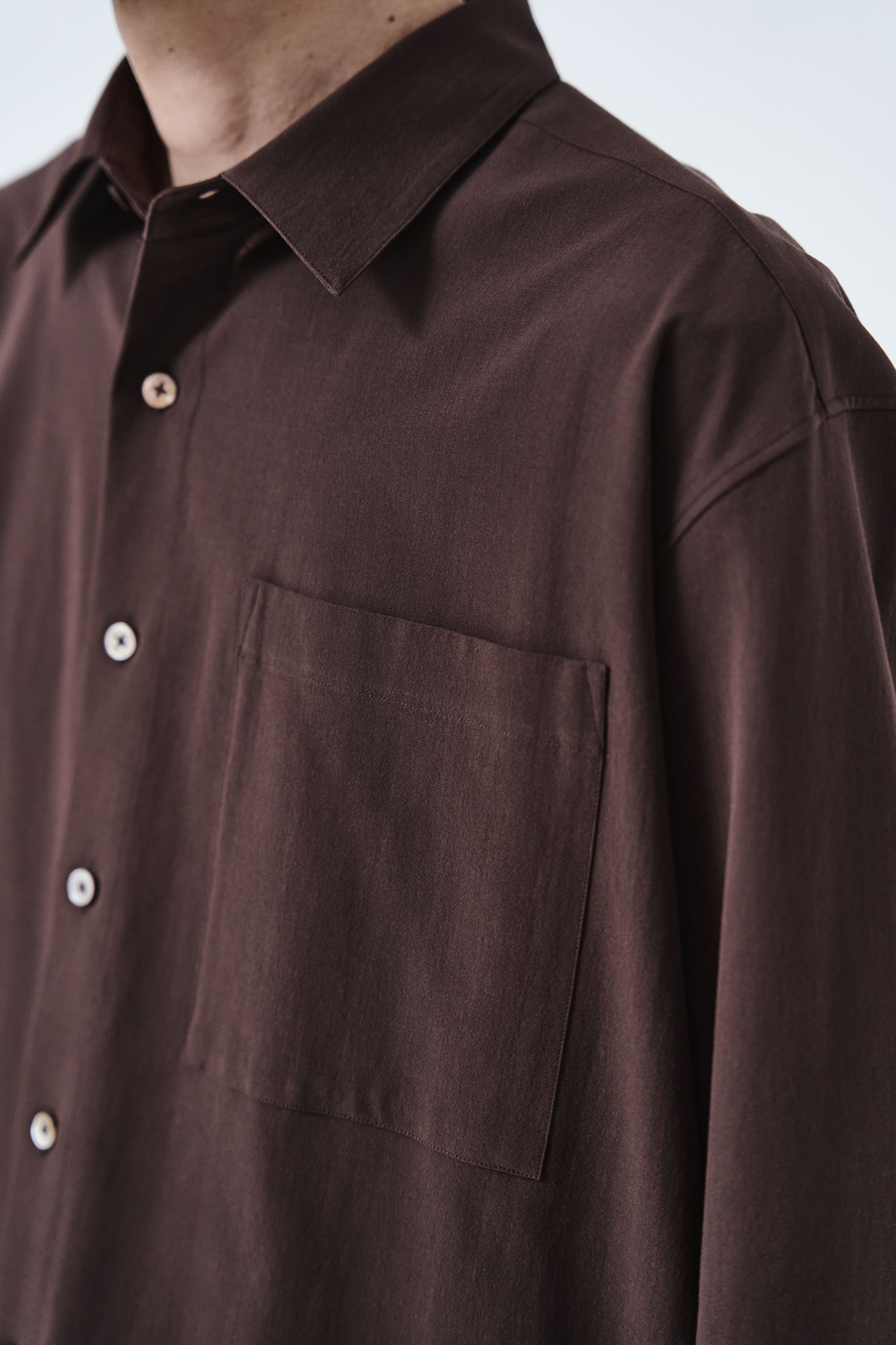 Cotton High-twist voile shirt_赤土色