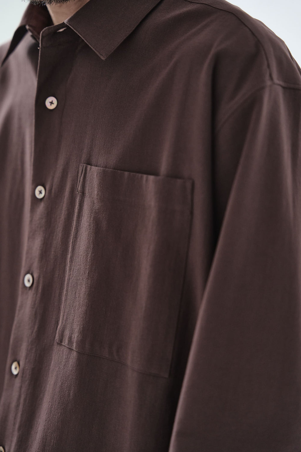 Cotton High-twist voile shirt_赤土色