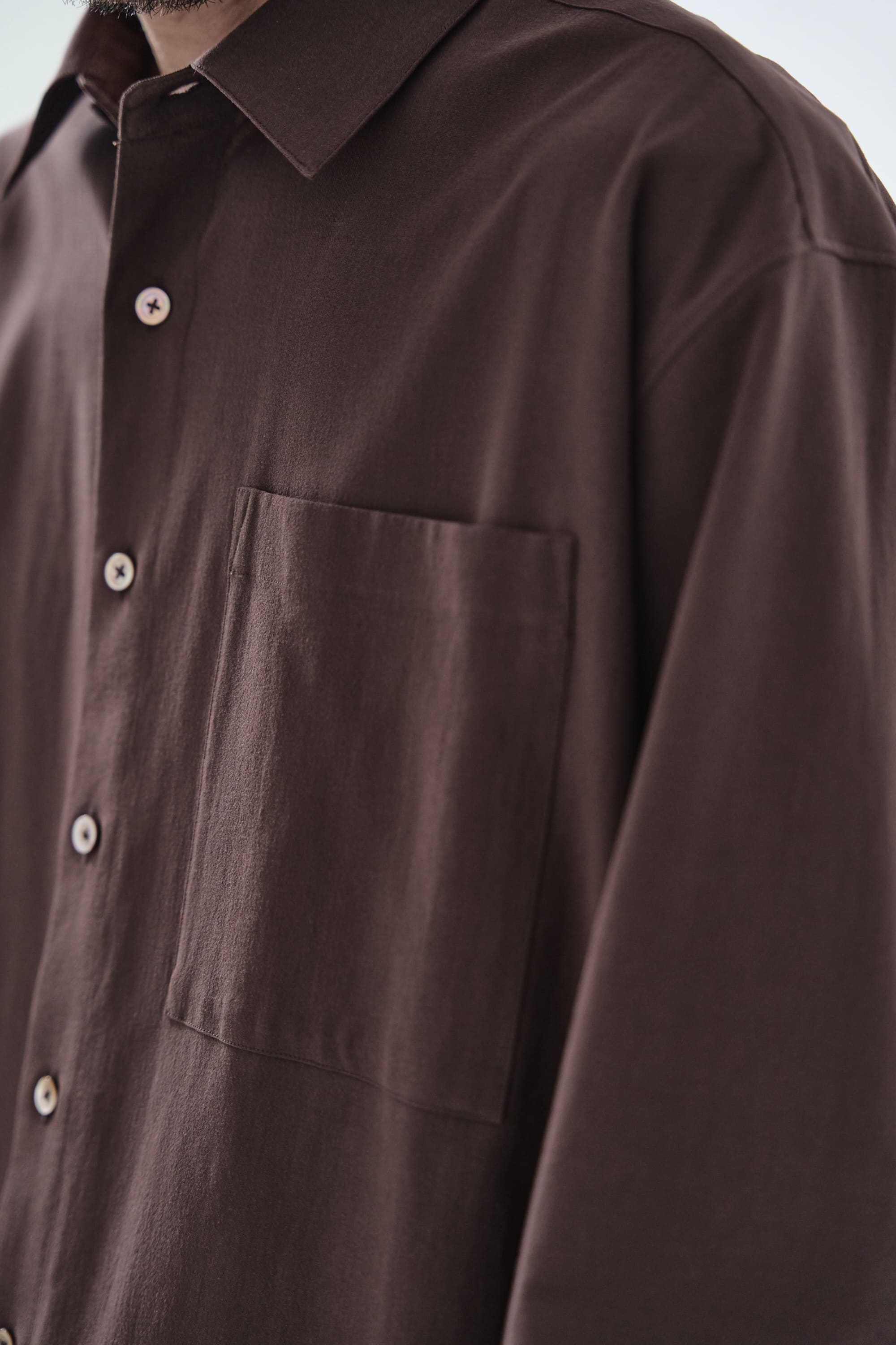 Cotton High-twist voile shirt_赤土色